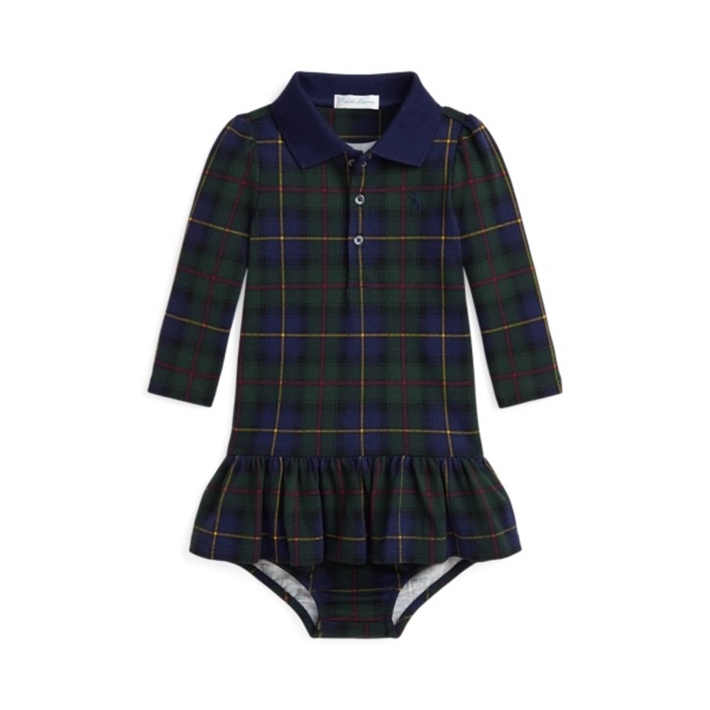 Ralph Lauren Tartan Plaid Stretch Mesh Polo Dress & Bloomer - Picture 2 of 3